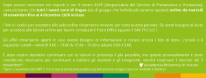Aggiornamento DCPM 9.11.20 | Accademia Britannica IH Arezzo